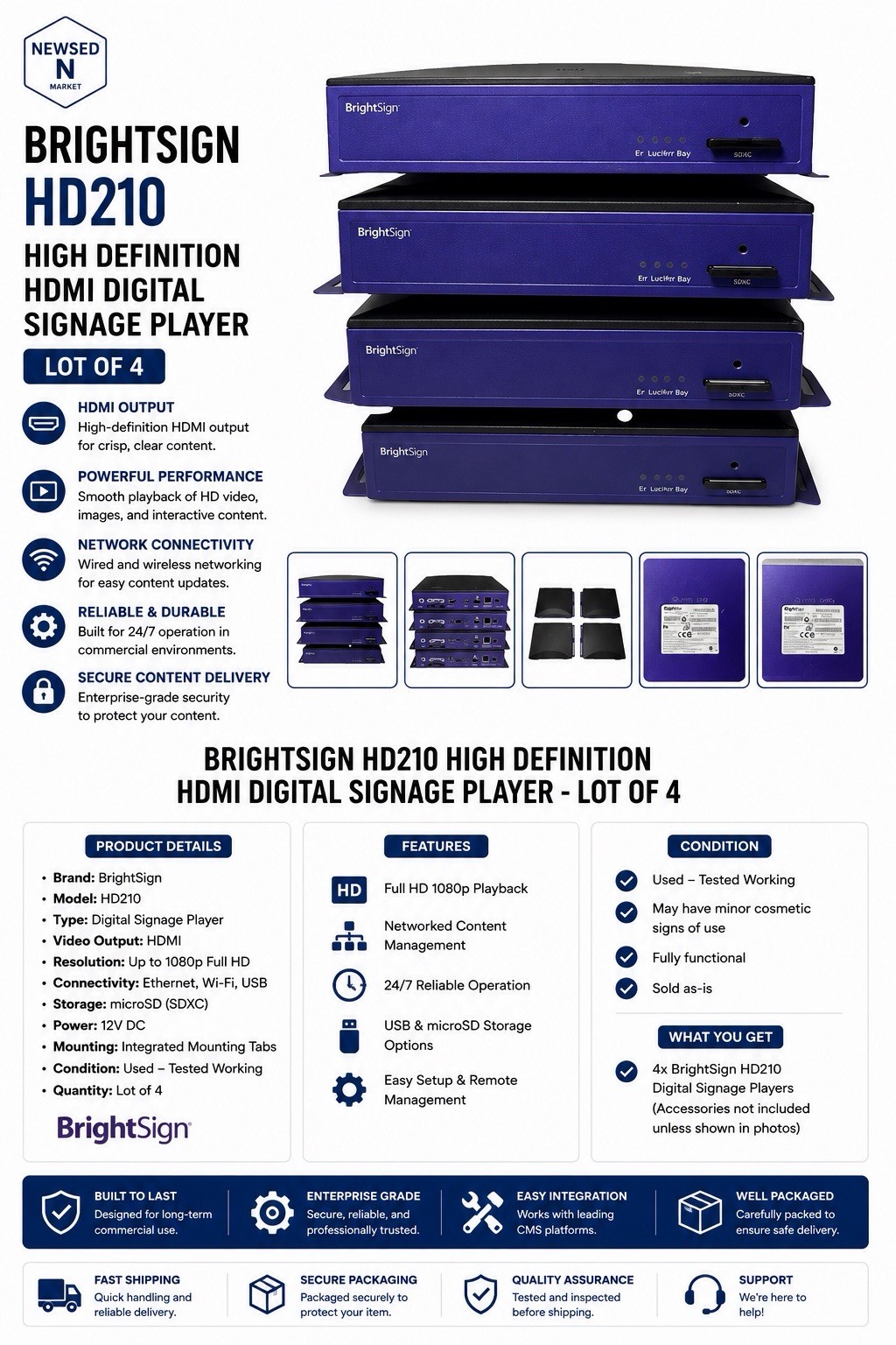 BrightSign HD210 High Definition HDMI Digital Signage Player – Lot Of 4