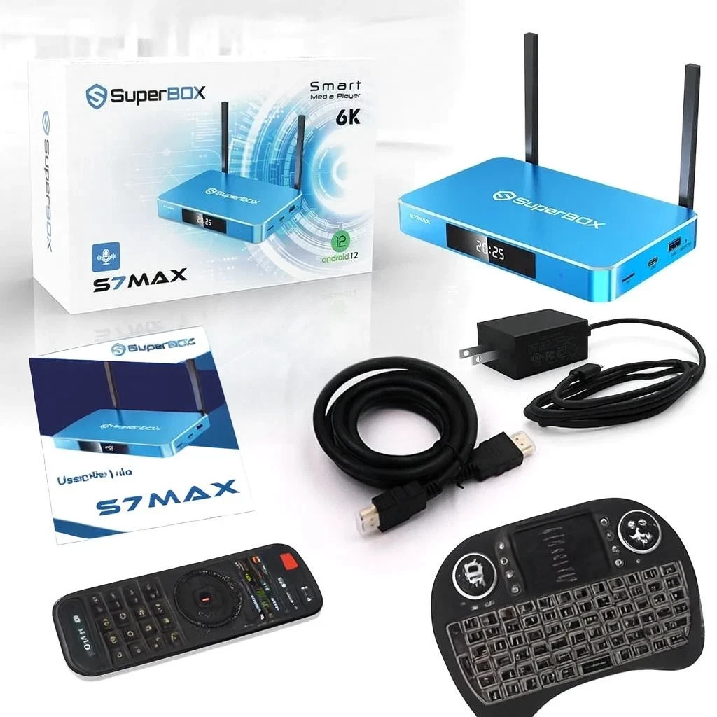 🔥 NEW SUPERBOX S7 MAX + 7 Color QWERTY Keyboard – 6K Android HDTV Box. 🔥