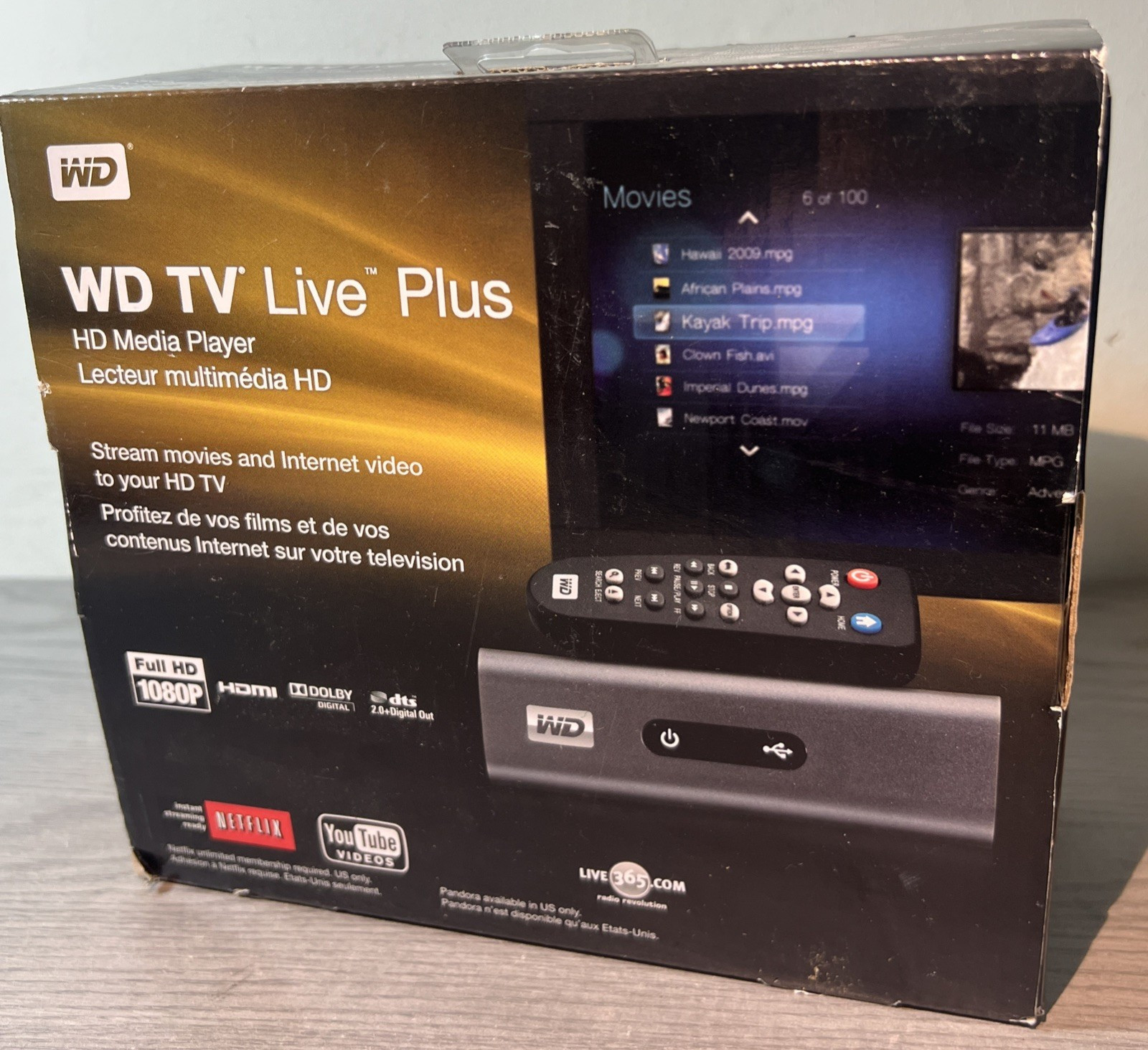 Western Digital WD TV Live Plus HD Media Player w/remote WDBABX0000NBK-NESN NEW