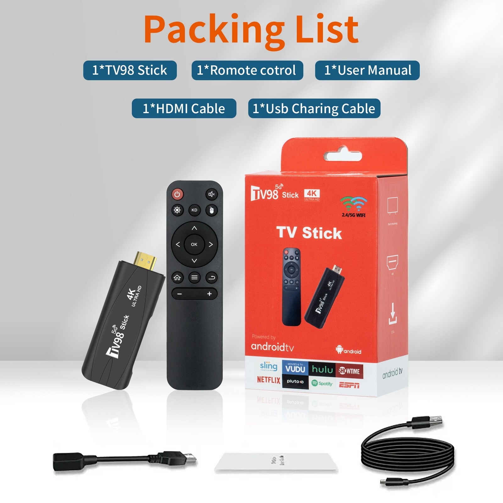 4K HD Android TV Stick: Quad Core Power, 4GB RAM, 32GB ROM, Dual-Band WiFi