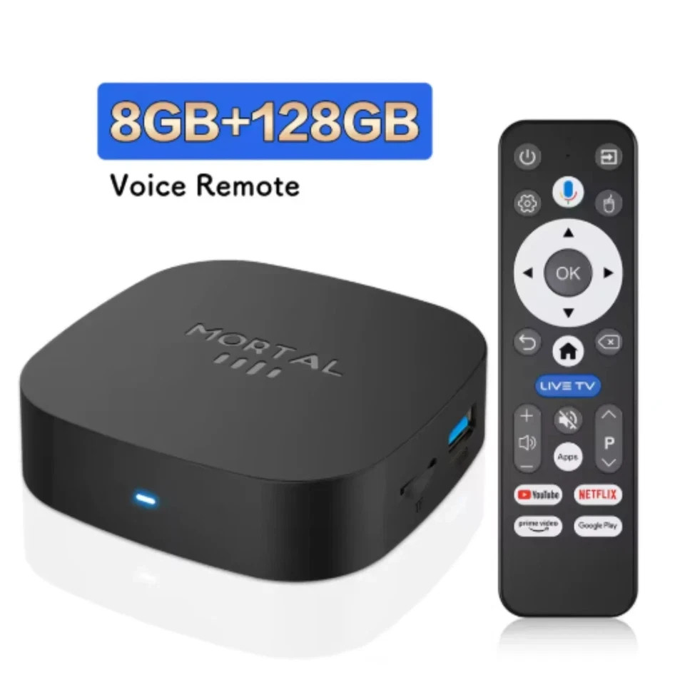 2025 New Android TV Box T1+ Rockchip RK3518 Android 16 8GB RAM 128GB ROM WiFi US