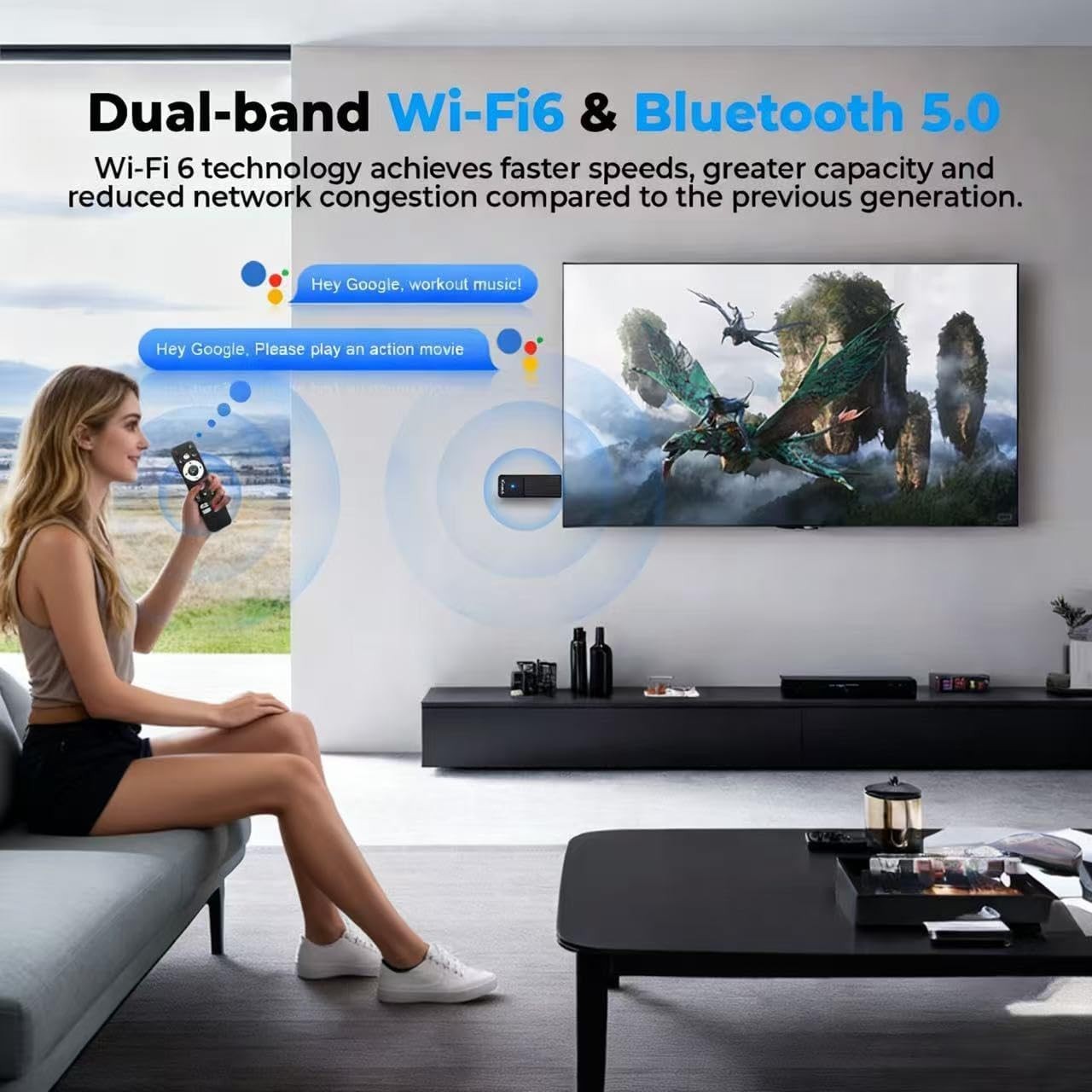Transform Your TV with 4K Android Stick: Wi-Fi 6 & Bluetooth Voice Remote
