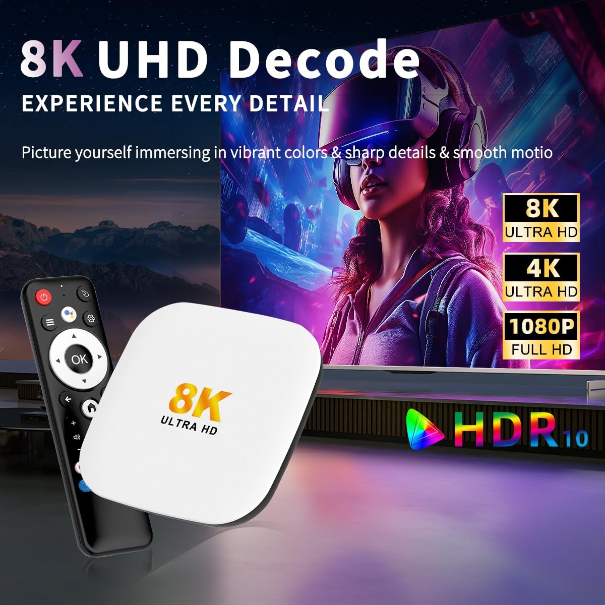 Android 14 TV Box 2026 M2 Plus 4K UHD HDR10 Streaming Media Player with Voice…