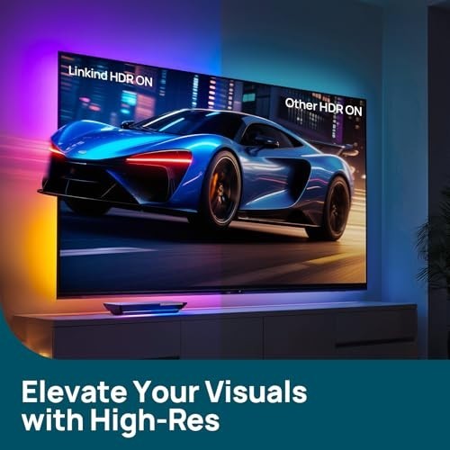 8K HDMI Sync Box with AI LumiSync, Cuttable LED Backlights for 27-90 inch TVs