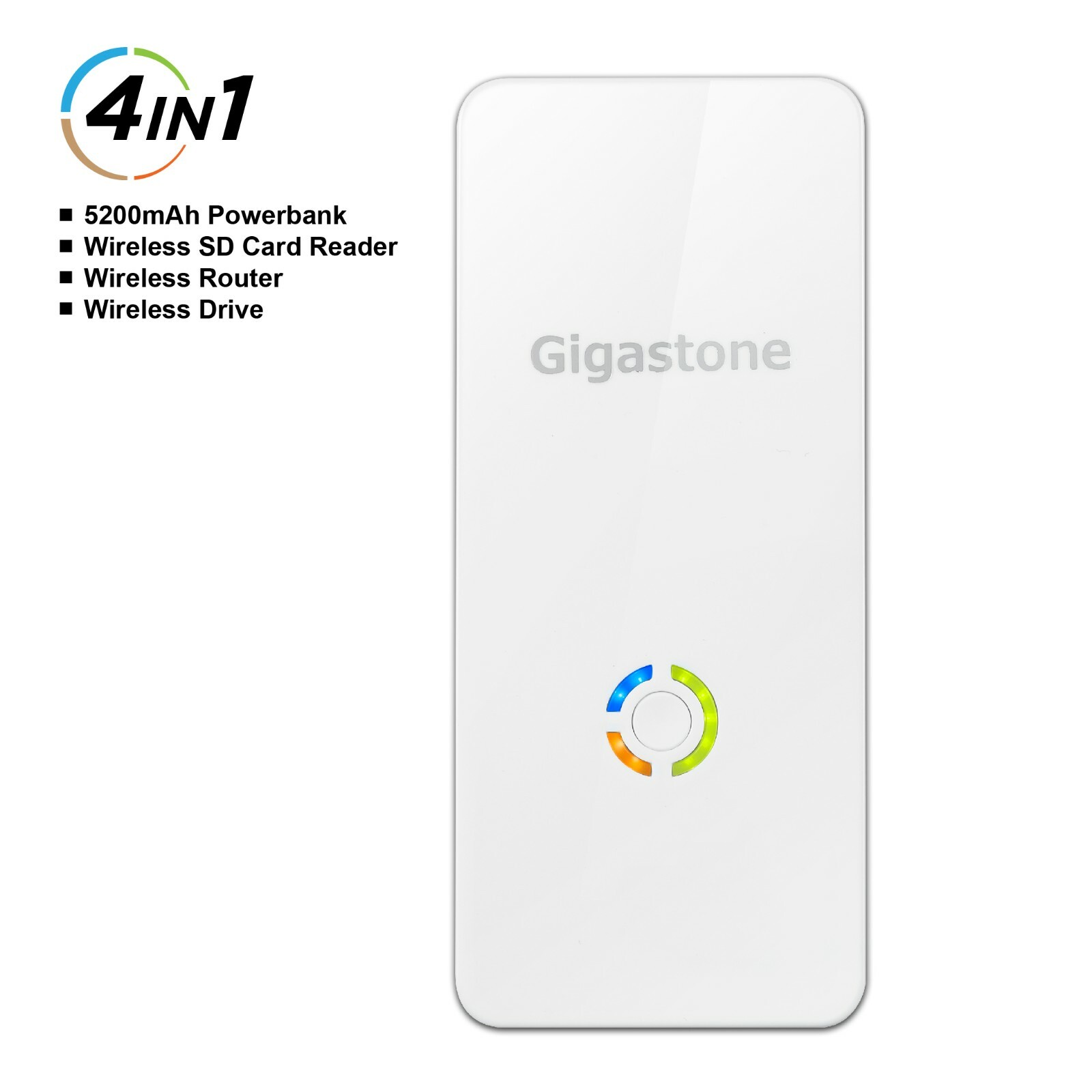 4Pack Gigastone 4 in 1 Media Streamer 5200mAh Power Bank/ Wireless Card Reader