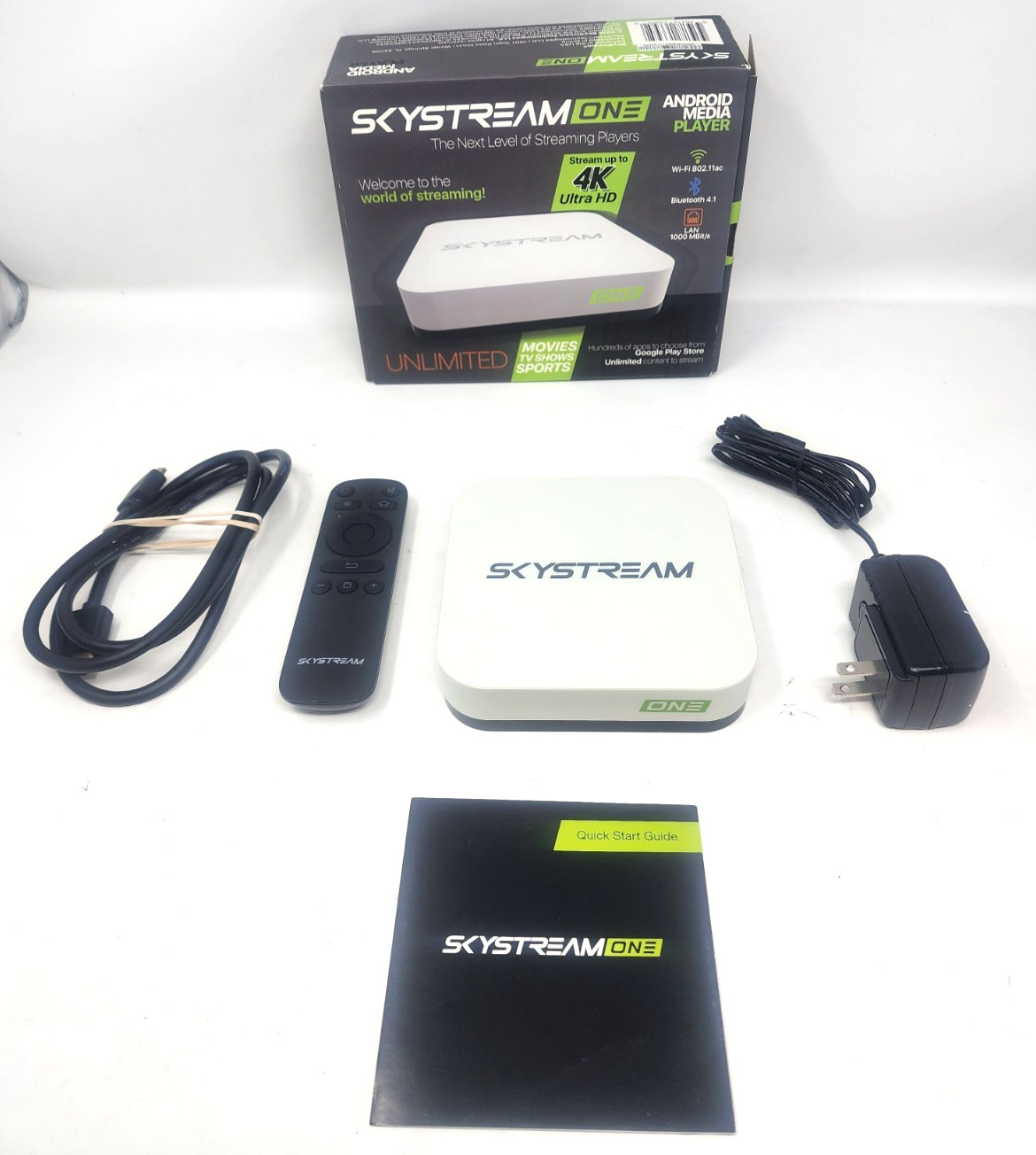 SkyStream One Android Media Streamer SS-ONE Media Box w/ Power Cord And Remote
