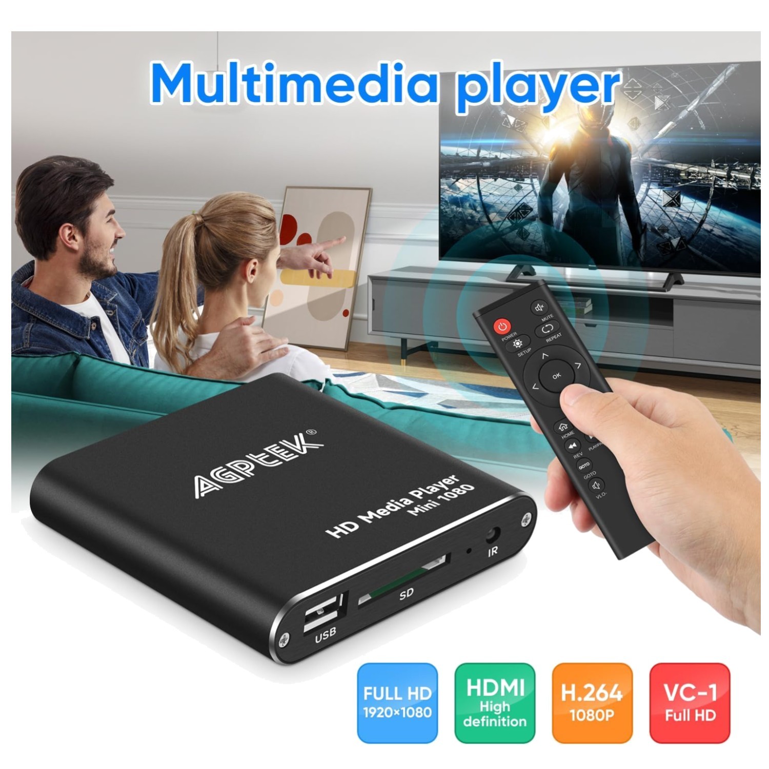 Portable Digital Media Player for TV – HDMI Avail, Black