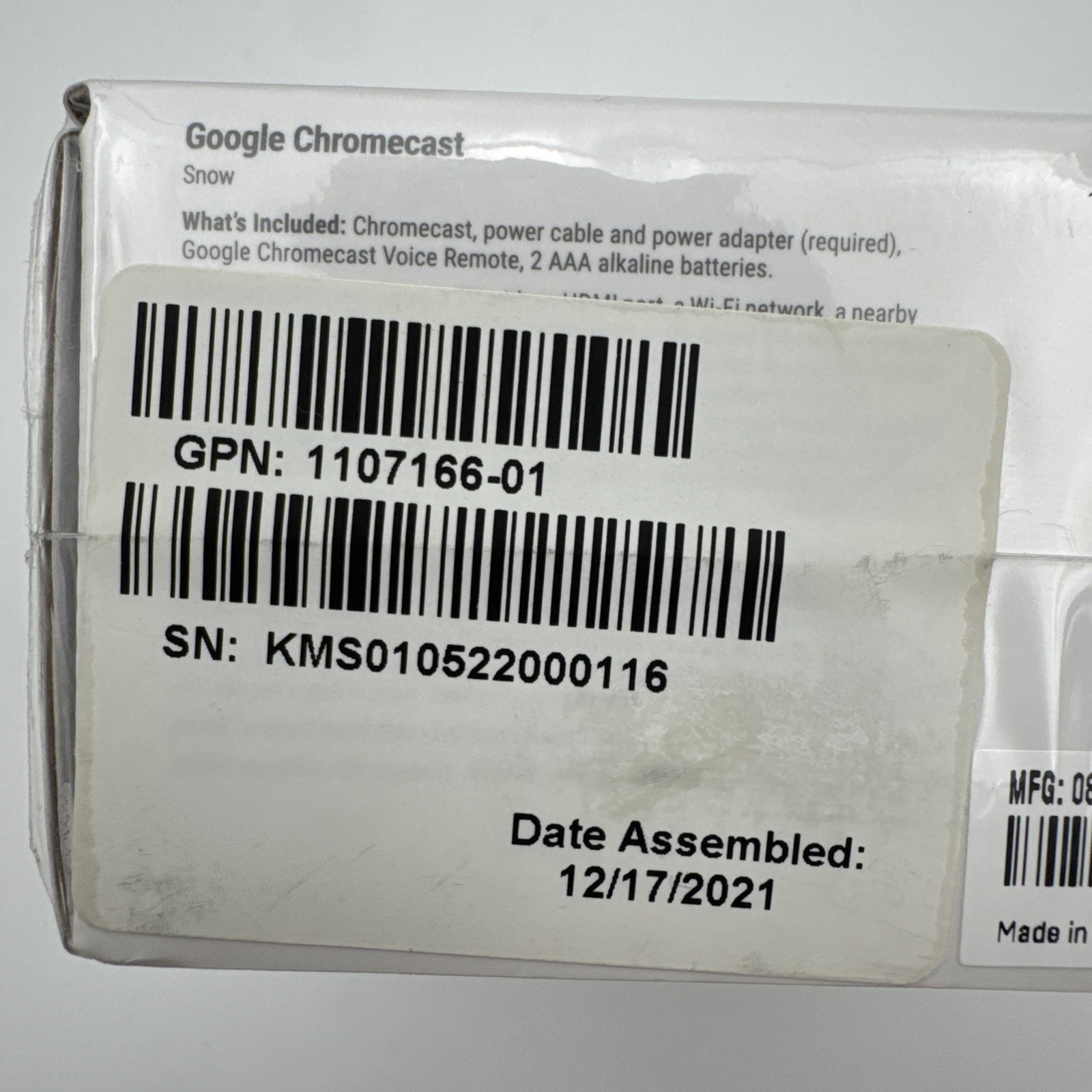 New-Google-Chromecast-Snow-4K-Google TV & Voice Remote-GA01919-US-Free Shipping!