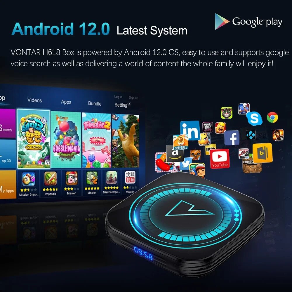 VONTAR H618 Smart TV Box Android 12 Allwinner Quad Core Cortex A53 Support 8K D