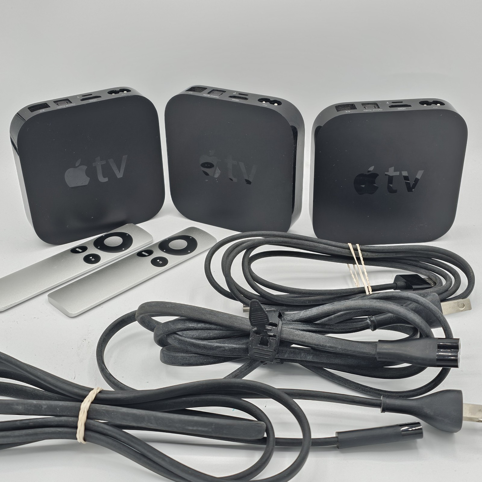 AppleTV Lot—Two: 2nd Gen(A1378) + One: 3rd Gen(A1469) w/Remotes + Cables Working