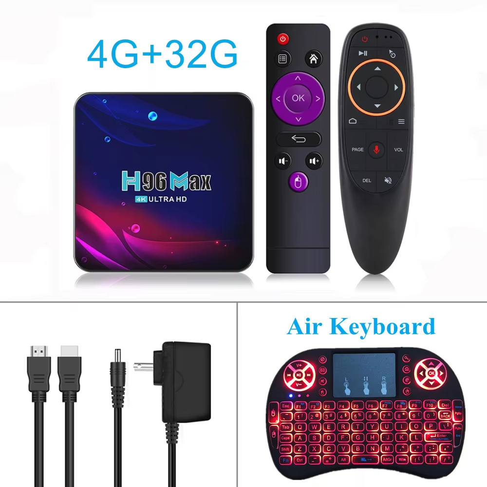 H96 MAX Rockchip RK3318 Smart TV Box Android 11 4G 64GB Support AV1 Wifi BT TVBO